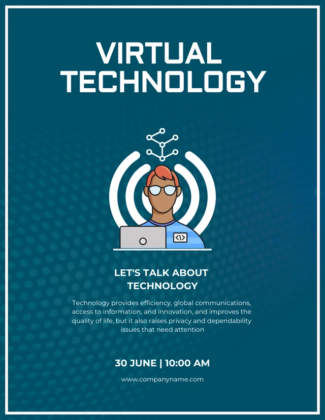 Blue Modern Illustration Virtual Technology Poster Template