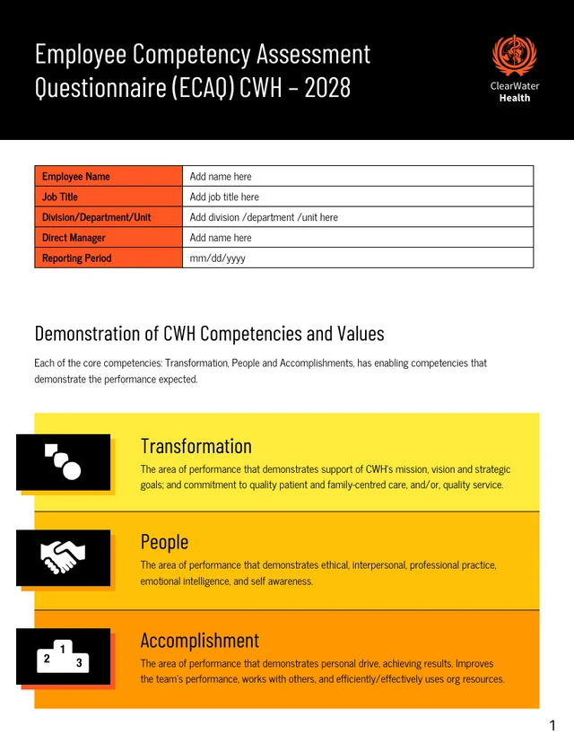 Health Employee Competency Assessment Questionnaire - صفحة 1