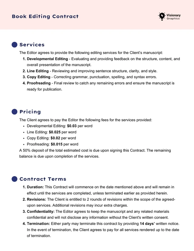 Book Editing Contract Template - page 2