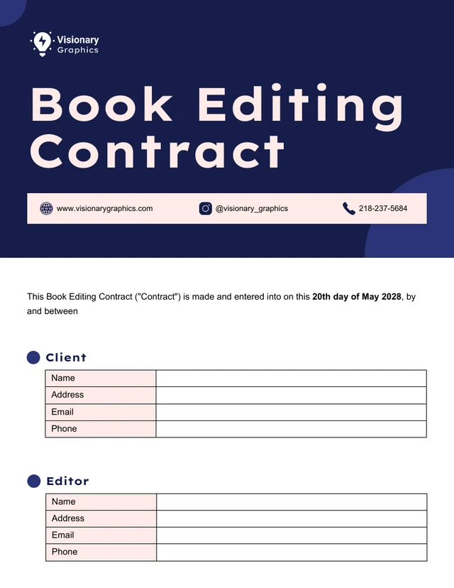 Book Editing Contract Template - page 1