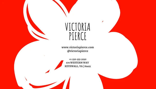 Red Flower Illustrator Business Card - Page 1