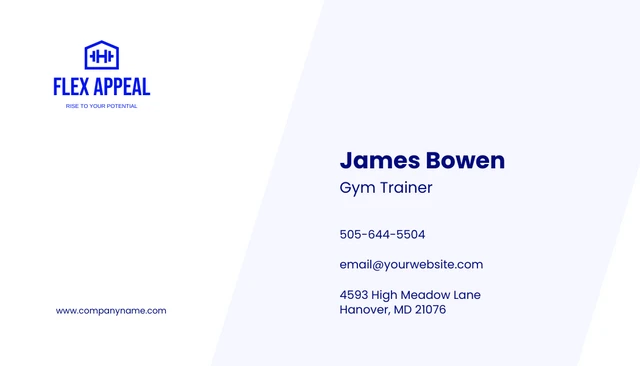 White and Blue Gym Business Card - Page 2