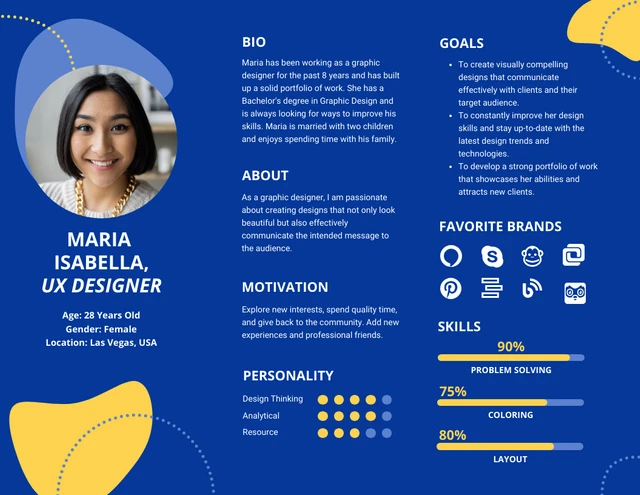 Blue And Yellow Cute Diagram Useer Persona Template
