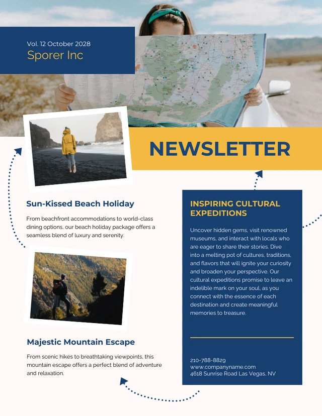 Creative Blue and Yellow Holiday Newsletter Template