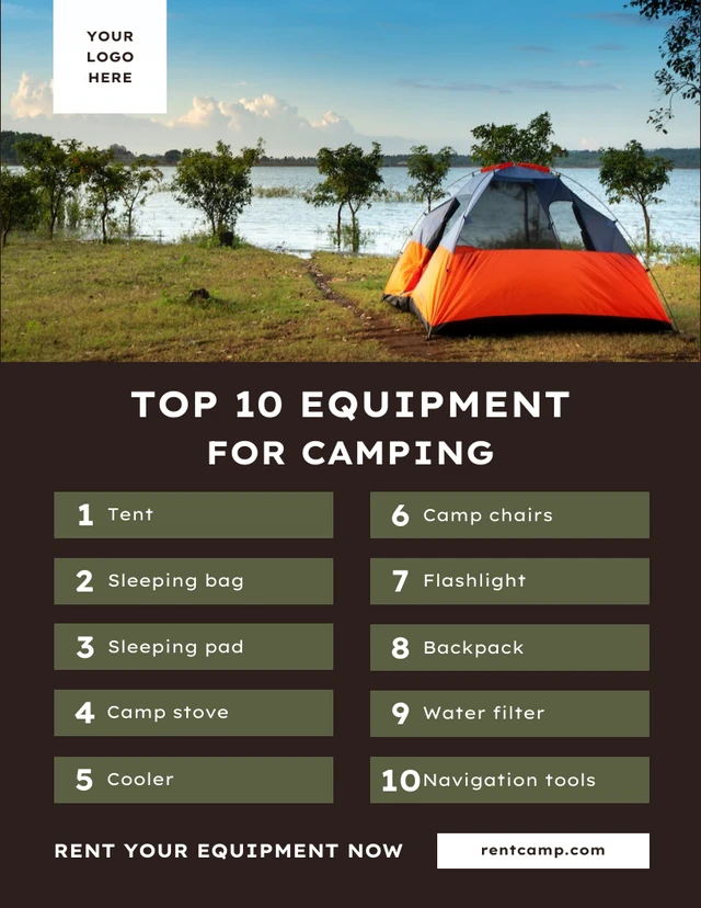 Camping Equipment Rent Promotion Poster Template