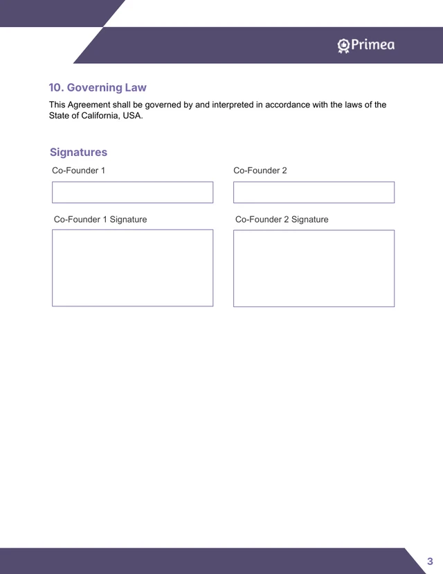 Co-Founder Contract Template - page 3