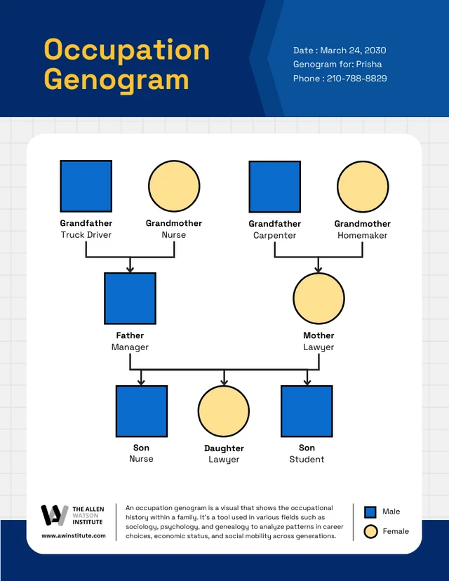 Modèle de génogramme de travail simple