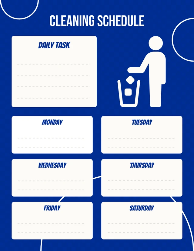 Blue Simple Cleaning Schedule Template