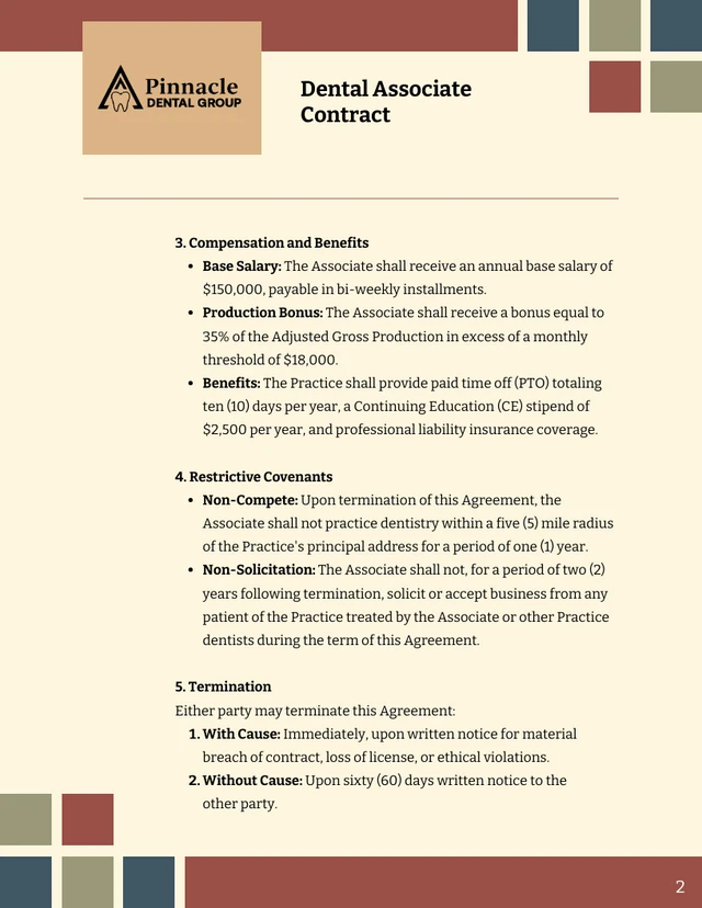Dental Associate Contract Template - page 2