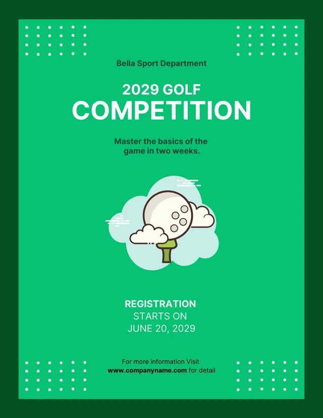 Modello di poster per competizione di golf geometrico semplice verde scuro