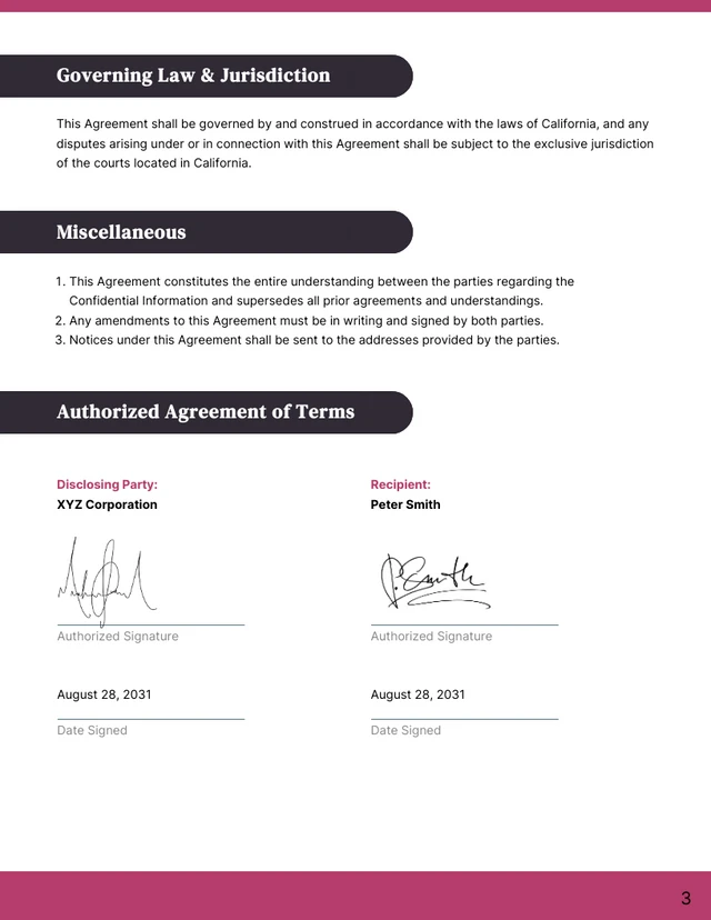 Black And Magenta NDA Contract - Page 3