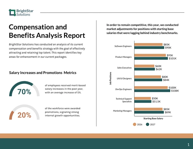 Compensation and Benefits Analysis HR Report - page 1