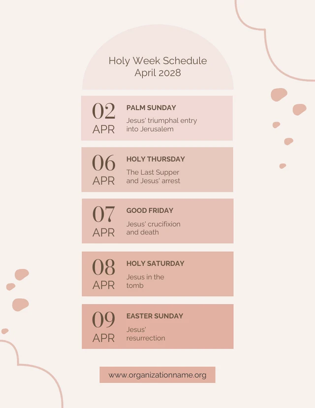 Minimalist Pastel Pink Holy Week Schedule Template