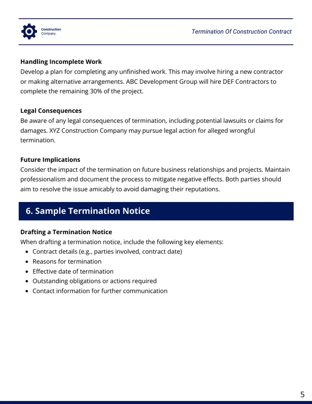 Termination Of Construction Contract Template - صفحة 5