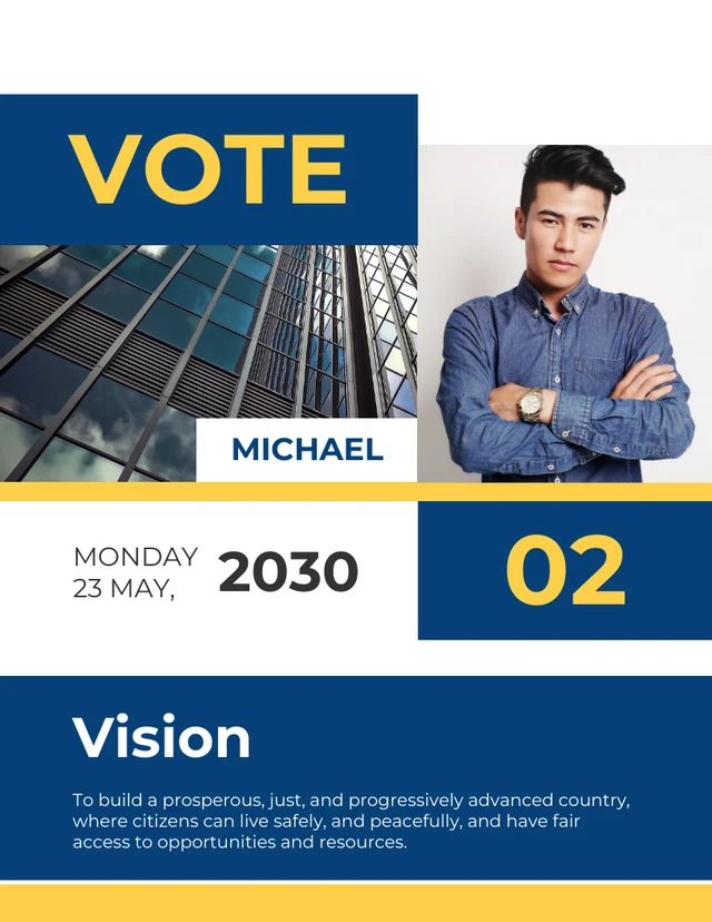 Blue & Yellow Political Election Flyer Template