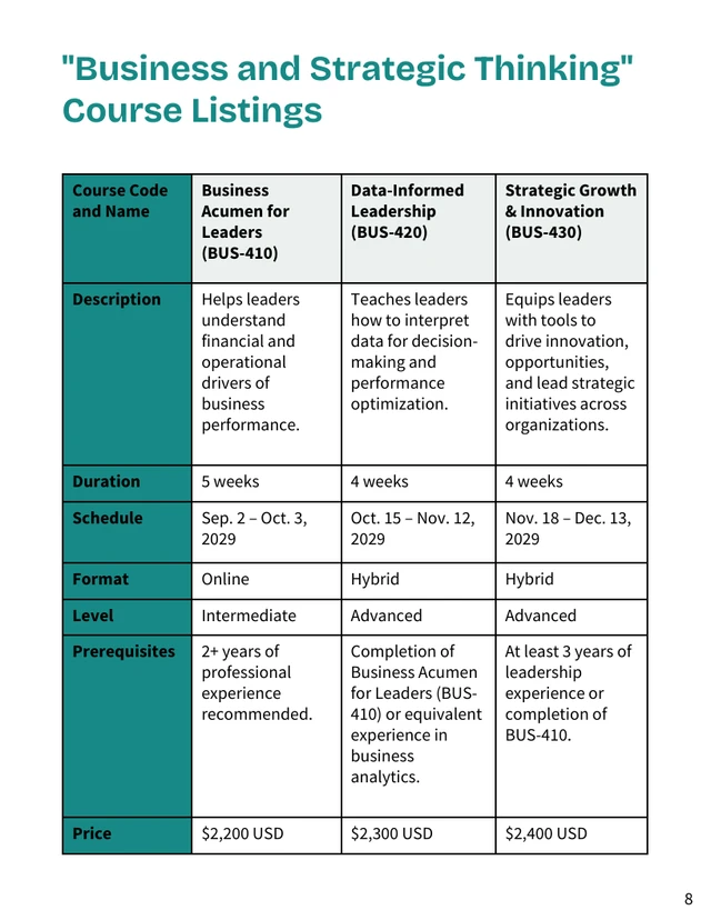 Learning Development Course Catalog Template - صفحة 8