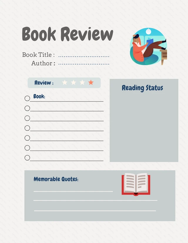 Modern Simple Grey Book Review Schedule Template