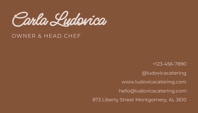 Dark Brown Modern Food Catering Business Card - Page 2