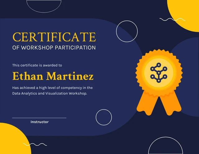 Navy And Yellow Playful Workshop Certificate Template