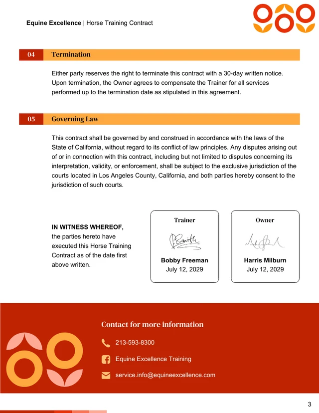 Horse Training Contract Template - صفحة 3