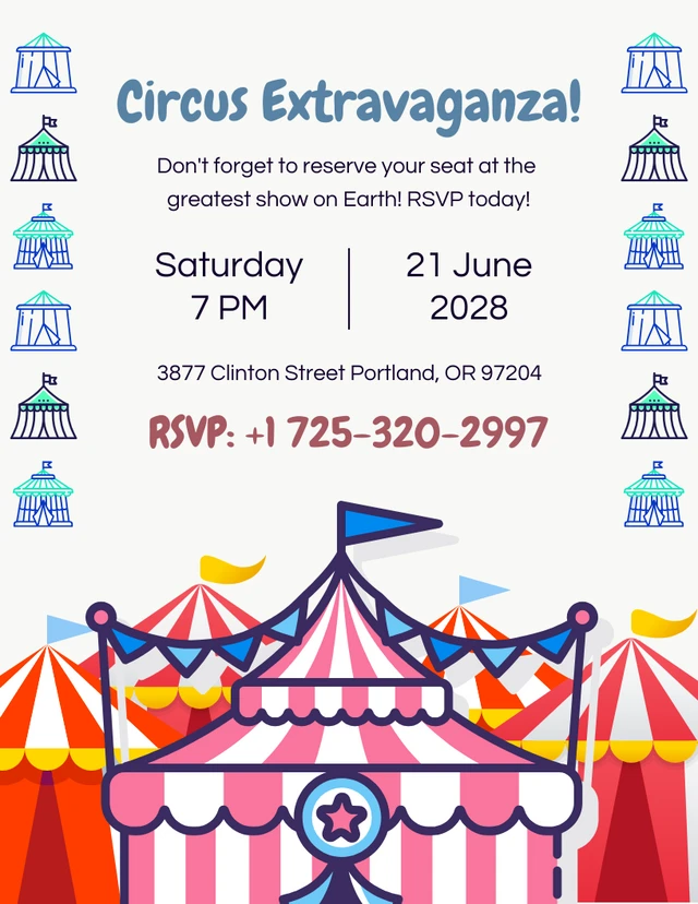 Cream Red Blue Circus Invitation Template