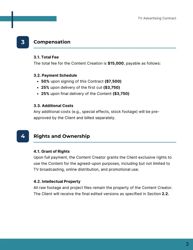 TV Advertising Contract Template - صفحة 3