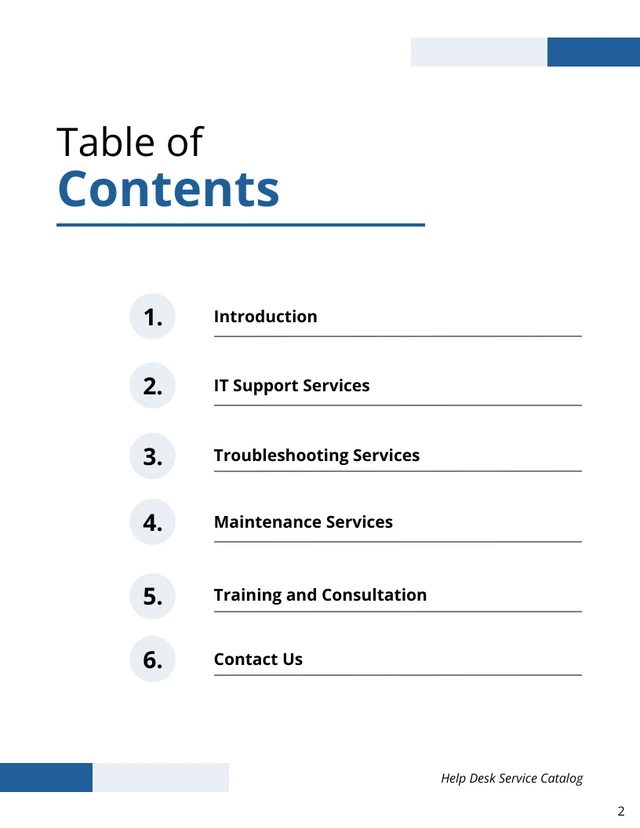 Help Desk Service Catalog Template - Page 2