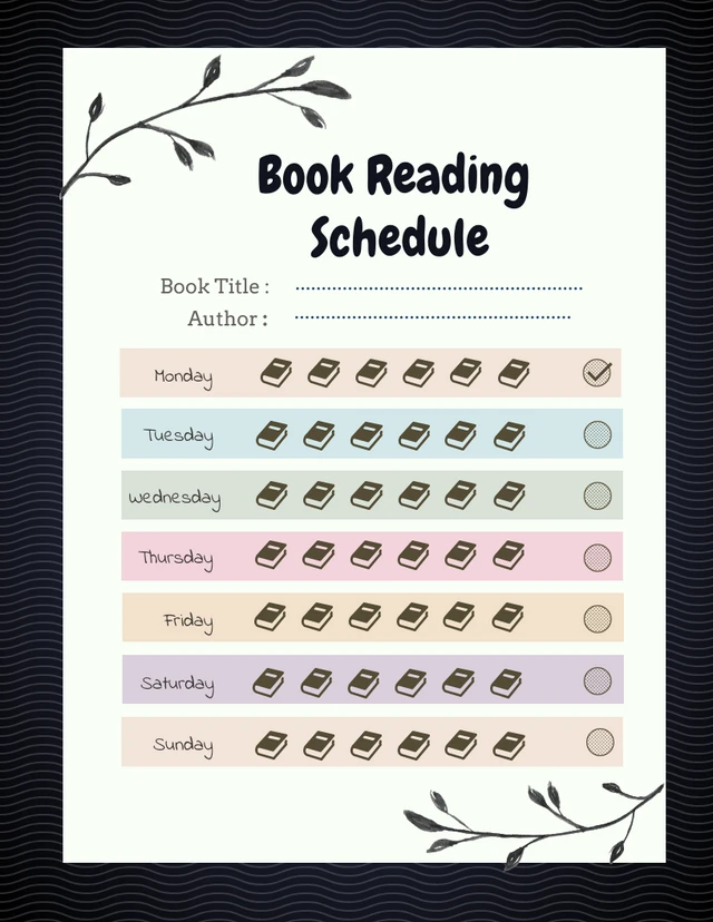 Black Simple Book Reading Schedule Template Venngage