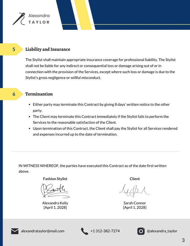 Fashion Stylist Contract Template - page 3