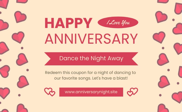 Yellow And Red Illustration Anniversary Love Coupon Template