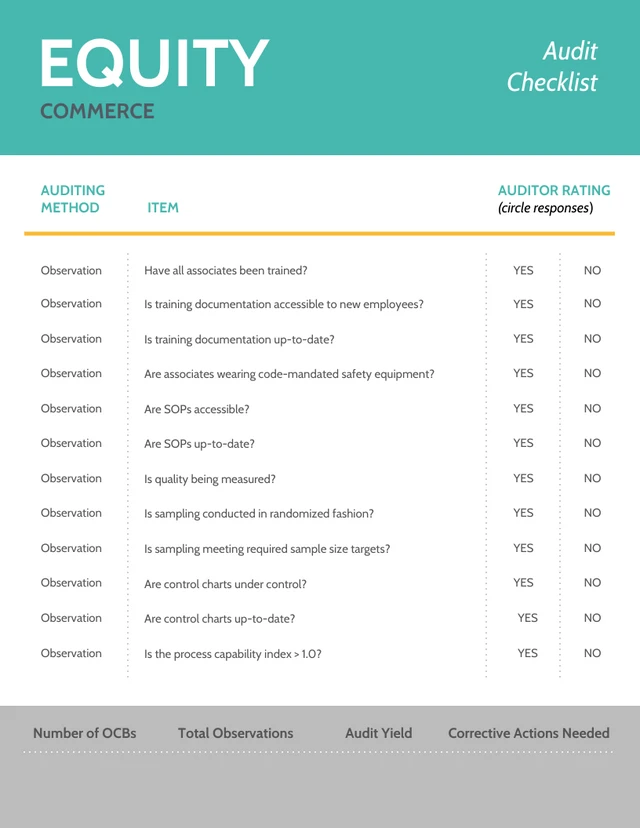 Light Auditor Evaluation Work Checklist
