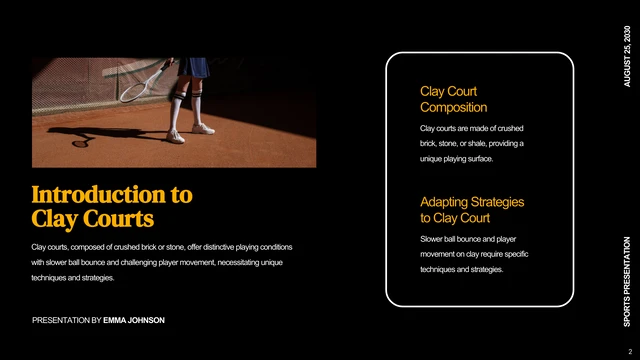 Dark Orange Clay Court Tennis Presentation - page 2