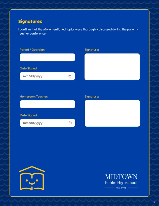 Parent-Teacher Conference Form Template - Pagina 4