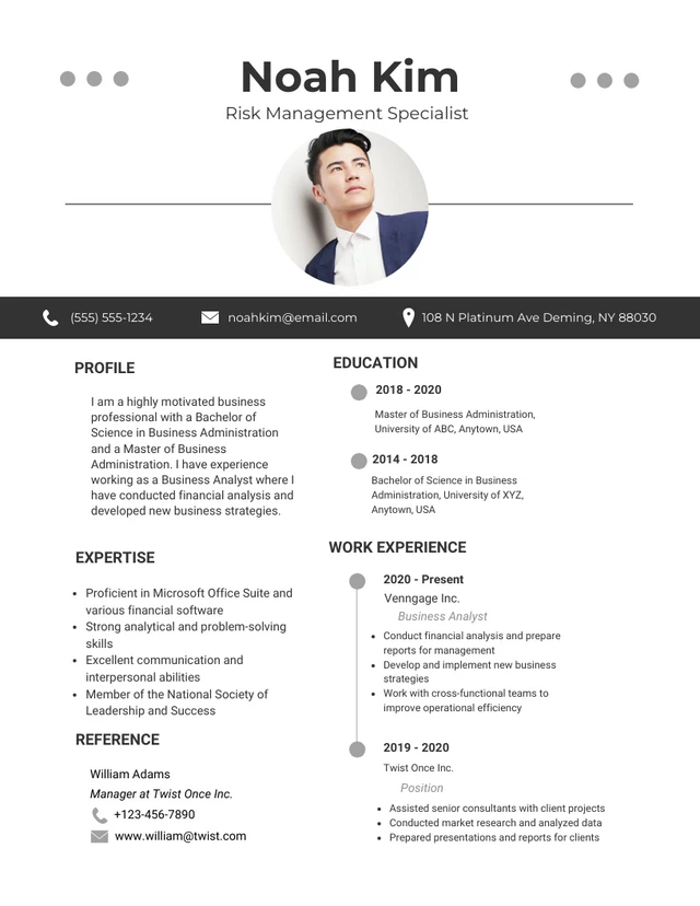 White And Black Minimalist Professional Business Resume Template