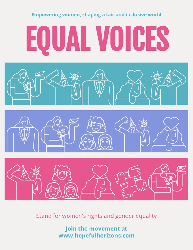 Modèle d'Affiche accrocheur sur les droits des femmes rose et gris