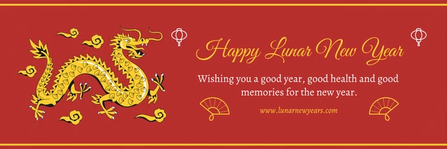 Rote und gelbe klassische Happy Lunar New Year Banner-Vorlage