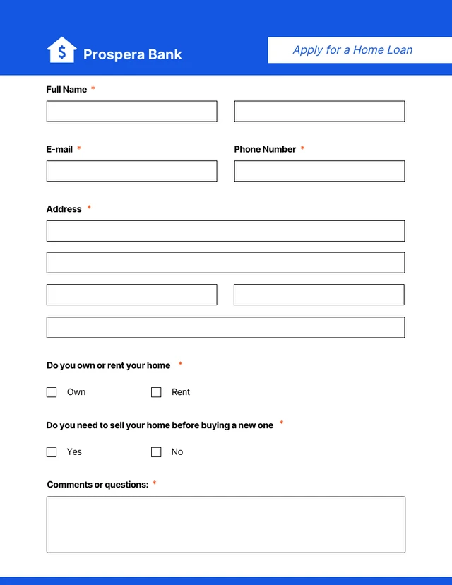 Simple White and Blue Banking Form Template