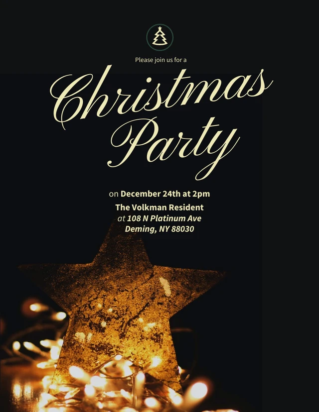 Dark Gold Christmas Party Invitation Template
