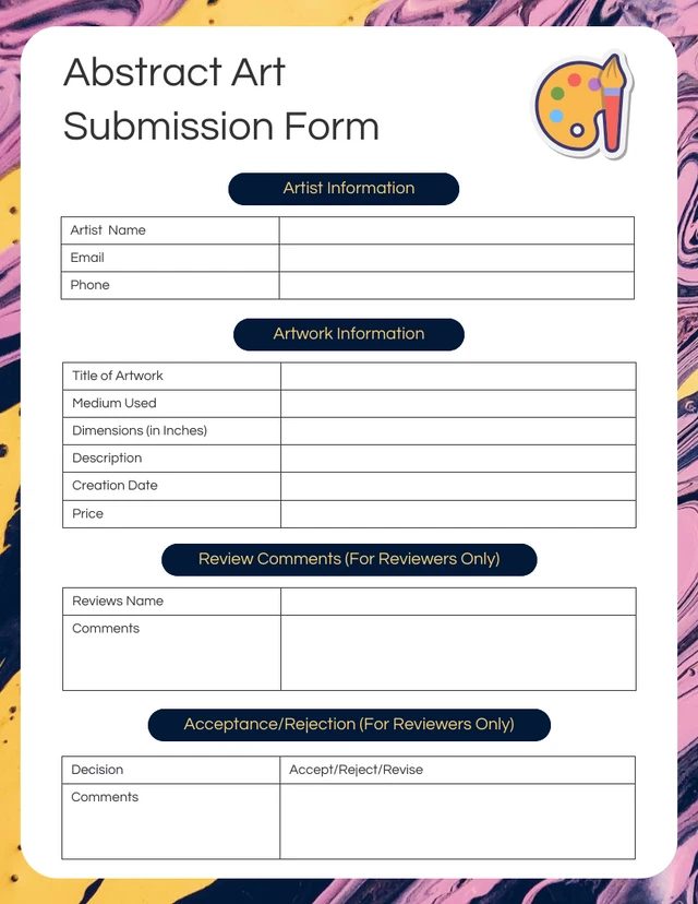 Simple Abstract Art Submission Form Template