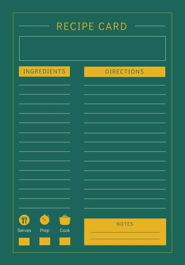 Green Simple Recipe Cards Template