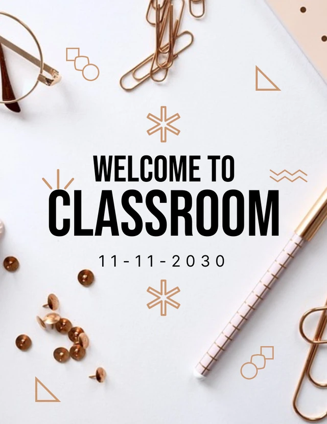 White Simple Photo Classroom Welcome Poster Template