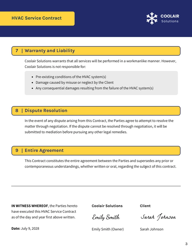 HVAC Service Contract Template - Seite 3