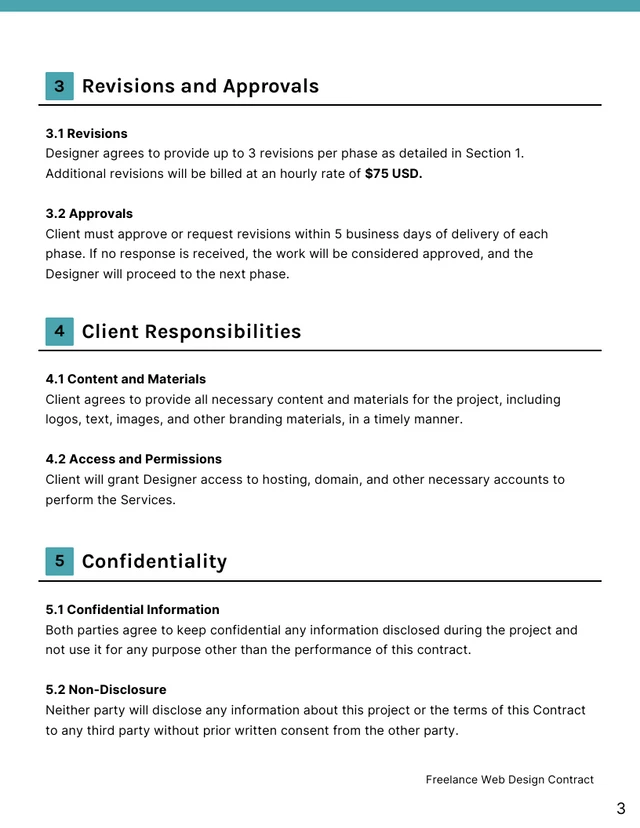 Freelance Web Design Contract Template - صفحة 3