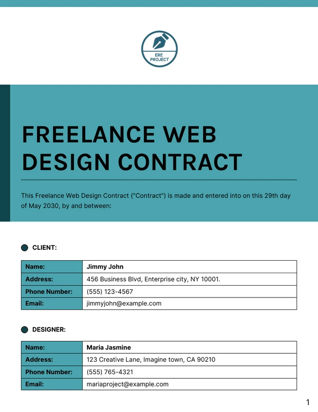 Freelance Web Design Contract Template - Page 1