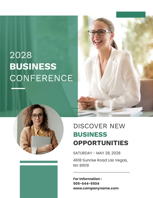 Green And White Minimalist Bussiness Conference Posters Template