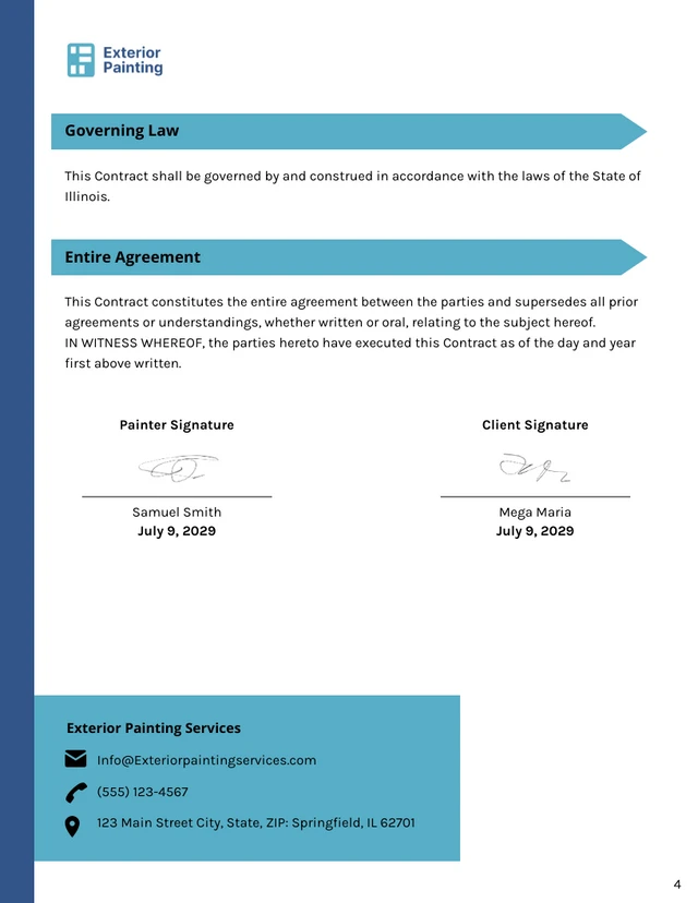 Exterior Painting Contract Template - Pagina 4