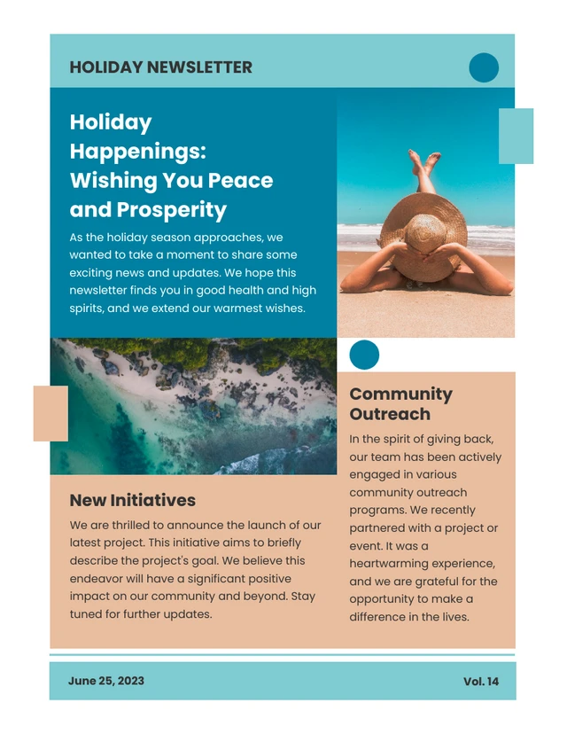 Simple Blue And Pastel Brown Holiday Newsletter Template