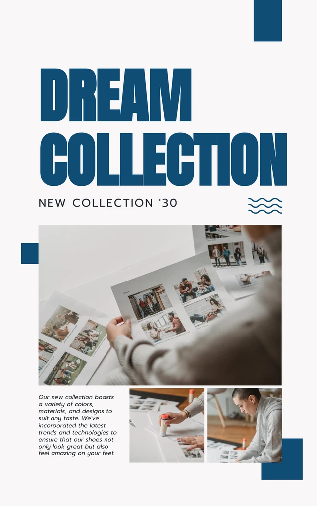 Plantilla para portada de libro con collage de fotos minimalista en color beige y azul