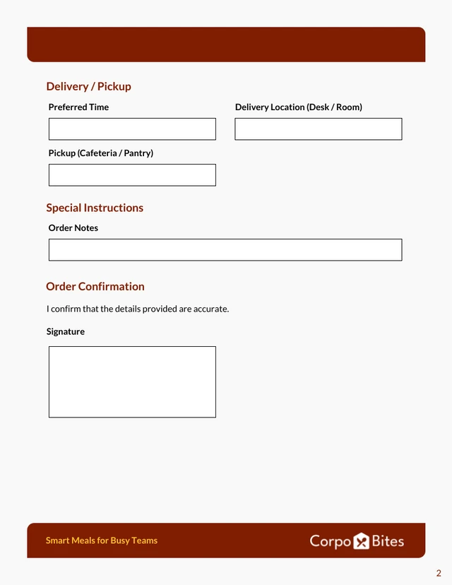 Lunch Order Form Template - Seite 2