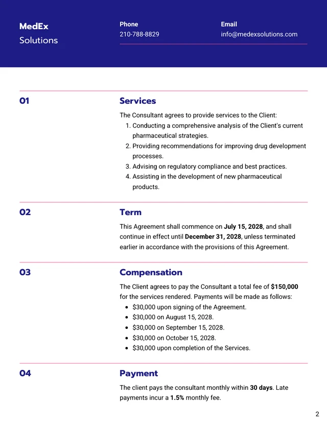 Pharmaceutical Consulting Contract Template - صفحة 2